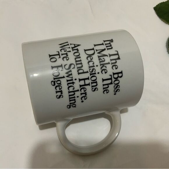 VTG Folgers "I'm The Boss..We're Switching To Folgers" 12 oz White Coffee Mug - Picture 7 of 7